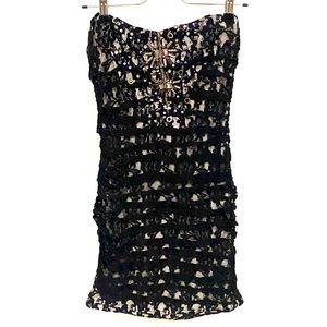 Black Lace Mini Dress with Beading
